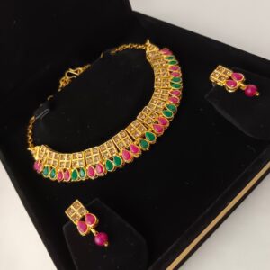 Z5 Traditional Multicolor A.F Choker Necklace Set, Designed for Women and Girls.